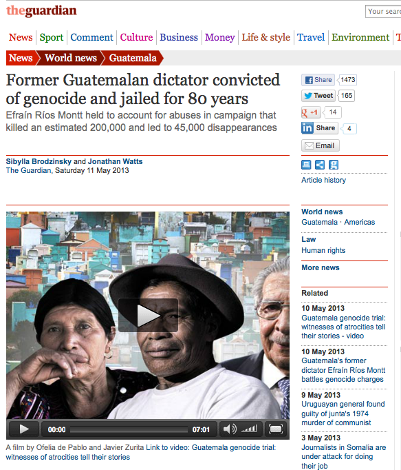 THE GUARDIAN UK publica en portada nuestro multimedia “Victims of Genocide”